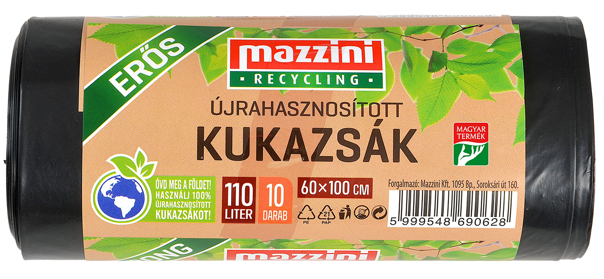 MAZZINI Újrahasznosított Kukazsák 110 L erős (60x100cm)